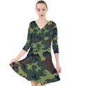 Forest camo pattern, army themed design, soldier Quarter Sleeve Front Wrap Dress View1