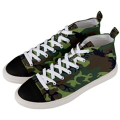 Forest Camo Pattern, Army Themed Design, Soldier Men s Mid-top Canvas Sneakers by Casemiro