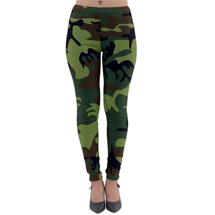 Forest camo pattern, army themed design, soldier Lightweight Velour Leggings