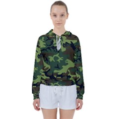 Forest Camo Pattern, Army Themed Design, Soldier Women s Tie Up Sweat by Casemiro