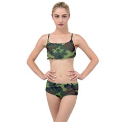 Forest Camo Pattern, Army Themed Design, Soldier Layered Top Bikini Set by Casemiro