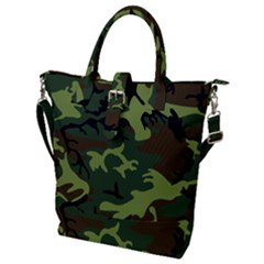 Forest Camo Pattern, Army Themed Design, Soldier Buckle Top Tote Bag by Casemiro