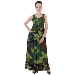 Forest Camo Pattern, Army Themed Design, Soldier Empire Waist Velour Maxi Dress by Casemiro