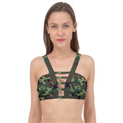 Forest Camo Pattern, Army Themed Design, Soldier Cage Up Bikini Top