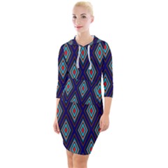 Colorful Diamonds Pattern3 Quarter Sleeve Hood Bodycon Dress by bloomingvinedesign