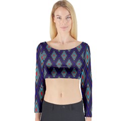 Colorful Diamonds Pattern3 Long Sleeve Crop Top