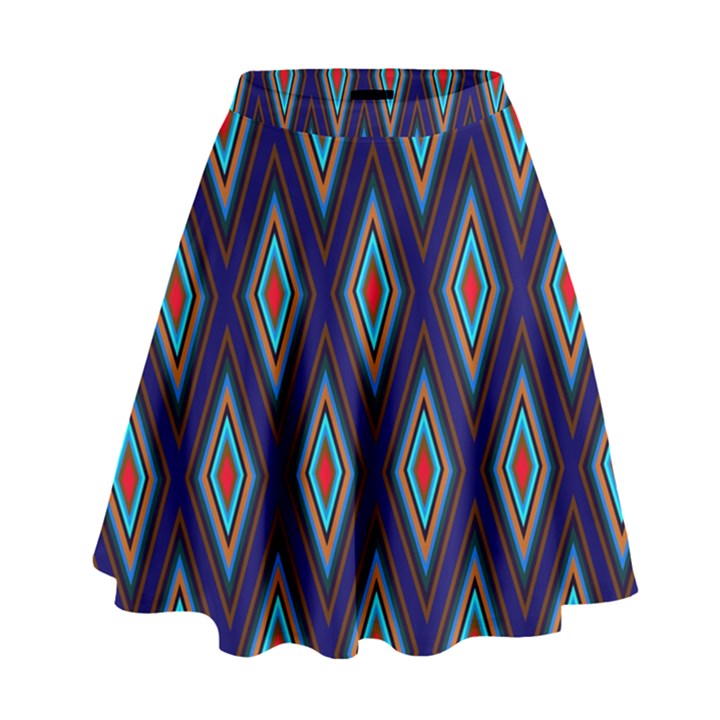 Colorful Diamonds Pattern3 High Waist Skirt