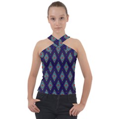 Colorful Diamonds Pattern3 Cross Neck Velour Top by bloomingvinedesign