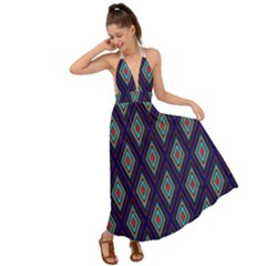 Colorful Diamonds Pattern3 Backless Maxi Beach Dress by bloomingvinedesign