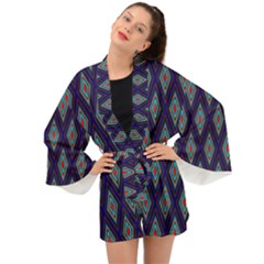 Colorful Diamonds Pattern3 Long Sleeve Kimono by bloomingvinedesign