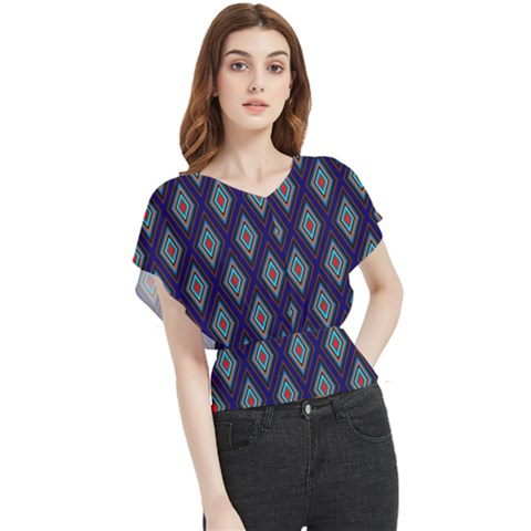 Colorful Diamonds Pattern3 Butterfly Chiffon Blouse by bloomingvinedesign