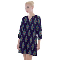 Colorful Diamonds Pattern3 Open Neck Shift Dress