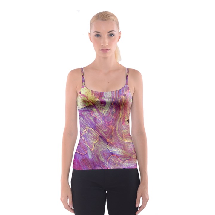 Marbling Abstract Layers Spaghetti Strap Top