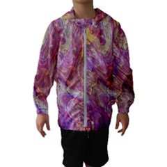 Marbling Abstract Layers Kids  Hooded Windbreaker