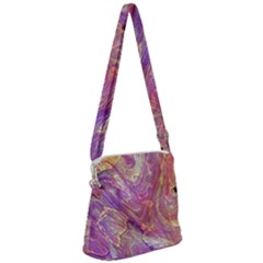 Marbling Abstract Layers Zipper Messenger Bag by kaleidomarblingart