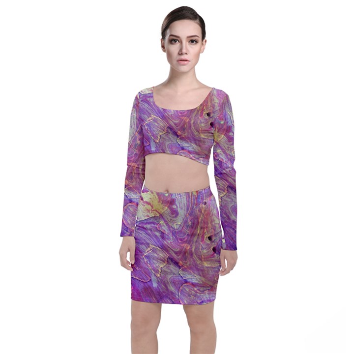 Marbling Abstract Layers Top and Skirt Sets