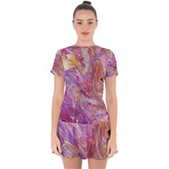 Marbling Abstract Layers Drop Hem Mini Chiffon Dress by kaleidomarblingart