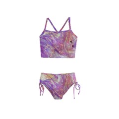 Marbling Abstract Layers Girls  Tankini Swimsuit by kaleidomarblingart