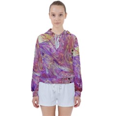 Marbling Abstract Layers Women s Tie Up Sweat