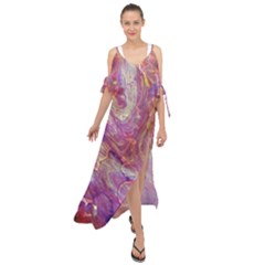 Marbling Abstract Layers Maxi Chiffon Cover Up Dress by kaleidomarblingart