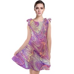 Marbling Abstract Layers Tie Up Tunic Dress by kaleidomarblingart