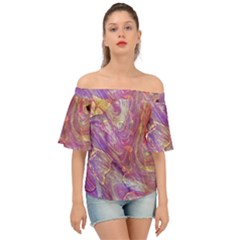 Marbling Abstract Layers Off Shoulder Short Sleeve Top