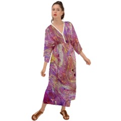 Marbling Abstract Layers Grecian Style  Maxi Dress