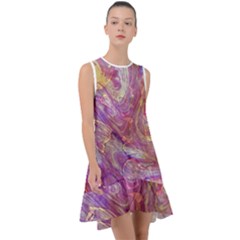 Marbling Abstract Layers Frill Swing Dress by kaleidomarblingart