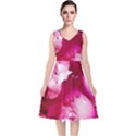 Peonie On Marbling Patterns V-Neck Midi Sleeveless Dress  View1