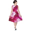 Peonie On Marbling Patterns V-Neck Midi Sleeveless Dress  View2