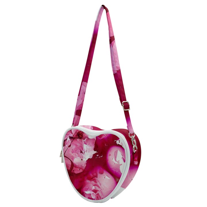 Peonie On Marbling Patterns Heart Shoulder Bag