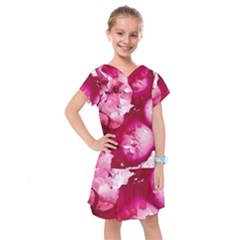 Peonie On Marbling Patterns Kids  Drop Waist Dress