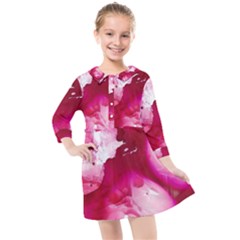 Peonie On Marbling Patterns Kids  Quarter Sleeve Shirt Dress