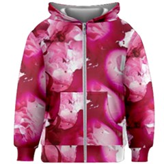 Peonie On Marbling Patterns Kids  Zipper Hoodie Without Drawstring