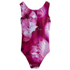 Peonie On Marbling Patterns Kids  Cut-Out Back One Piece Swimsuit