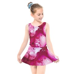 Peonie On Marbling Patterns Kids  Skater Dress Swimsuit