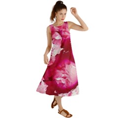 Peonie On Marbling Patterns Summer Maxi Dress