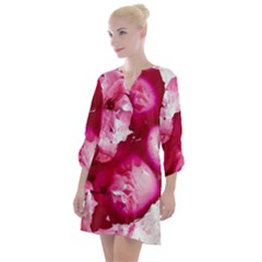 Peonie On Marbling Patterns Open Neck Shift Dress