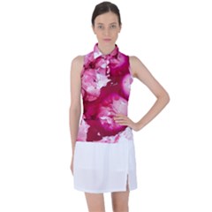 Peonie On Marbling Patterns Women s Sleeveless Polo Tee