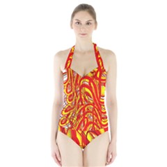 Fire On The Sun Halter Swimsuit by ScottFreeArt