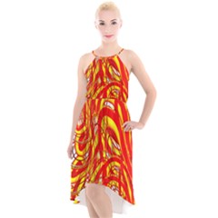 Fire On The Sun High-low Halter Chiffon Dress 