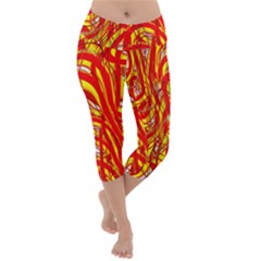 Fire On The Sun Lightweight Velour Capri Yoga Leggings by ScottFreeArt