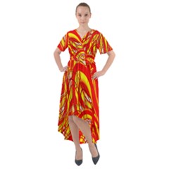 Fire On The Sun Front Wrap High Low Dress