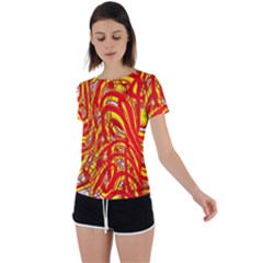 Fire On The Sun Back Circle Cutout Sports Tee