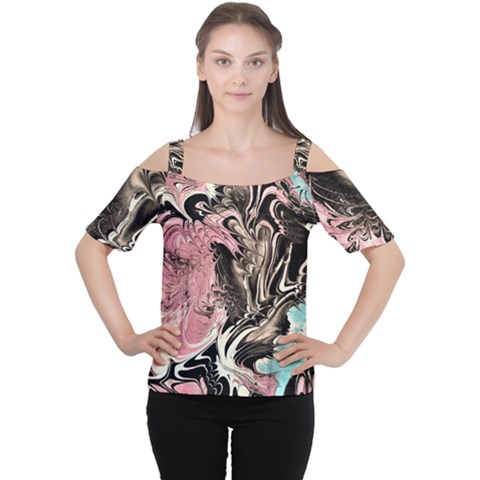 Paola De Giovanni-dragons Fire Iii Cutout Shoulder Tee by kaleidomarblingart