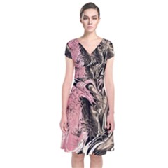 Paola De Giovanni-dragons Fire Iii Short Sleeve Front Wrap Dress