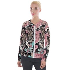 Paola De Giovanni-dragons Fire Iii Velvet Zip Up Jacket