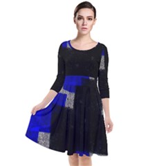 Abstract Tiles  Quarter Sleeve Waist Band Dress by essentialimage