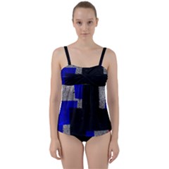 Abstract Tiles  Twist Front Tankini Set by essentialimage