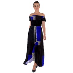 Abstract Tiles  Off Shoulder Open Front Chiffon Dress by essentialimage